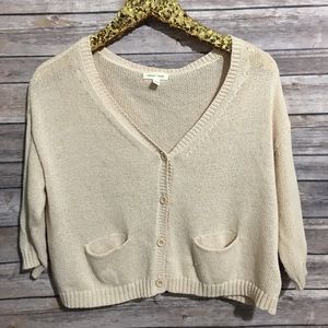 Cream Short Sleeve Cardigan with Buttons